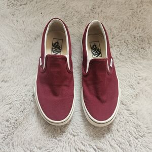 Burgundy Vans Slip Ons